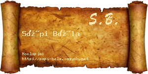 Sápi Béla névjegykártya